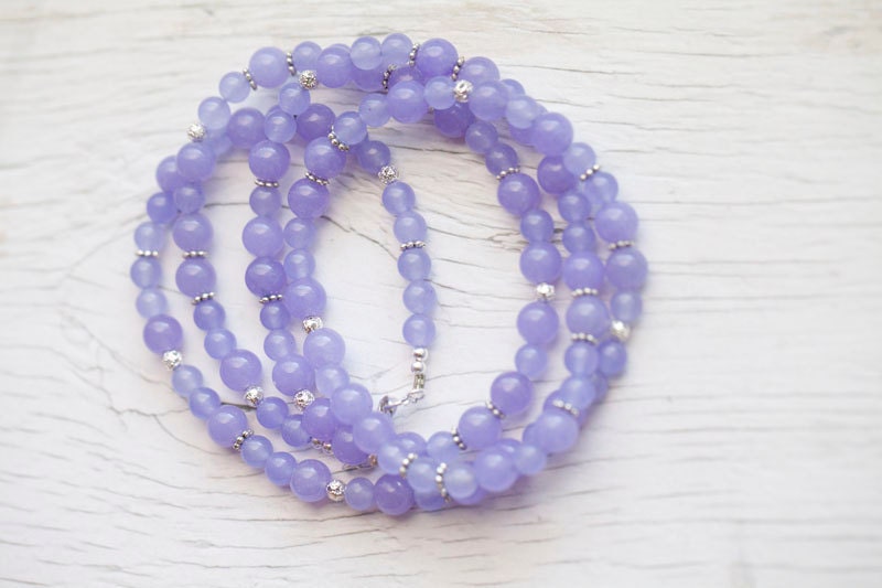 Long Lilac Jade Necklace . Violet . Bridal . Wedding
