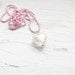 White Glass Heart in Pink Ball Chain. Summer. Loved one. Bridal .