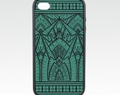 Geometric iPhone 5 Case, Protective Silicone iPhone 5 Cover, Teal and Black Art Deco Vintage inspired iPhone Case
