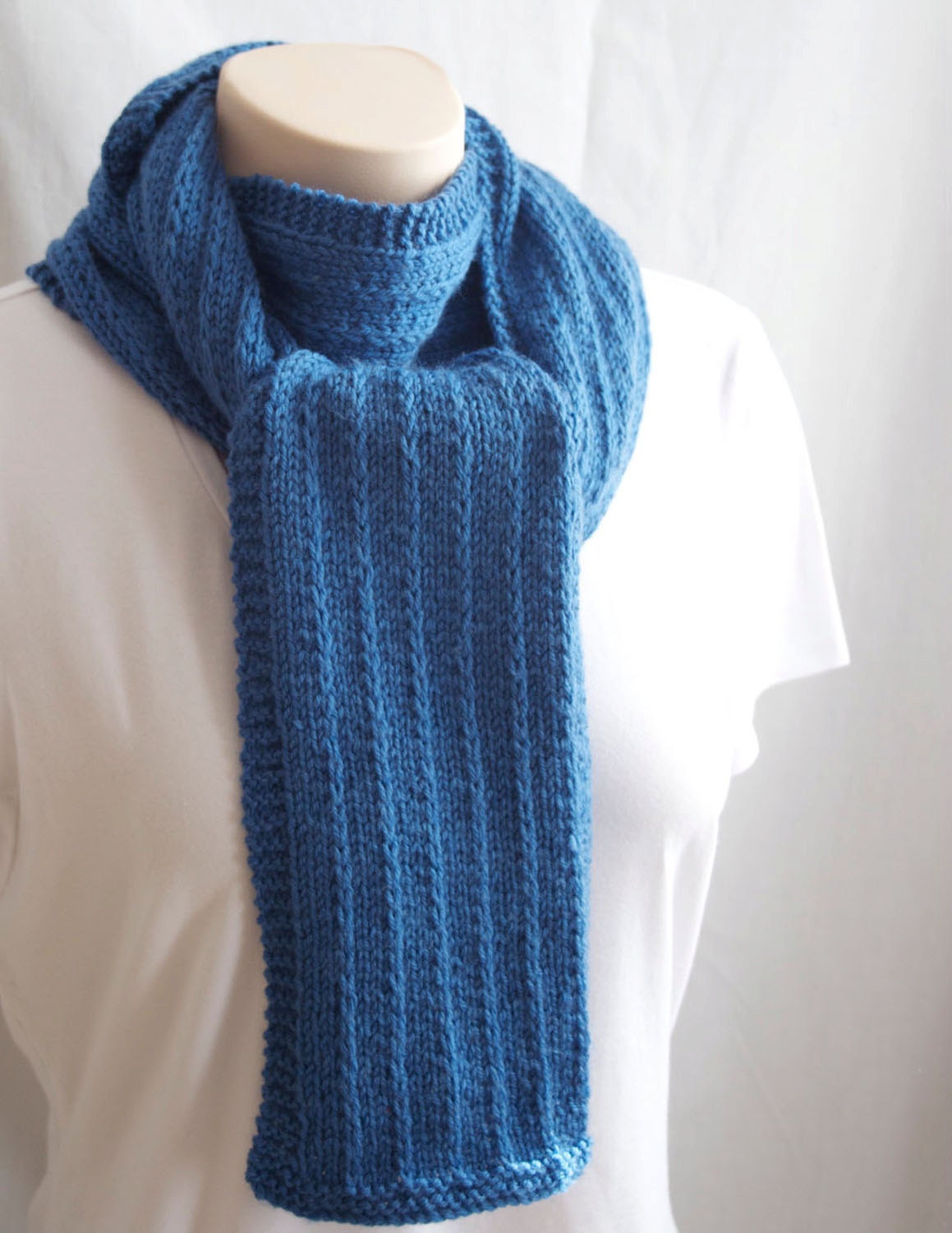 DIGITAL PDF PATTERN - Knit yourself this Scarf - Knitting Pattern Scarf - Knit Pattern Scarf Blue Wool