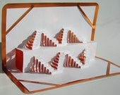 Home Décor 3D ORIGINAL Pop up Origamic Architecture Geometric Symmetry of STAIRS  Handmade in White and Metallic Shimmery Copper. OOAK. Sign