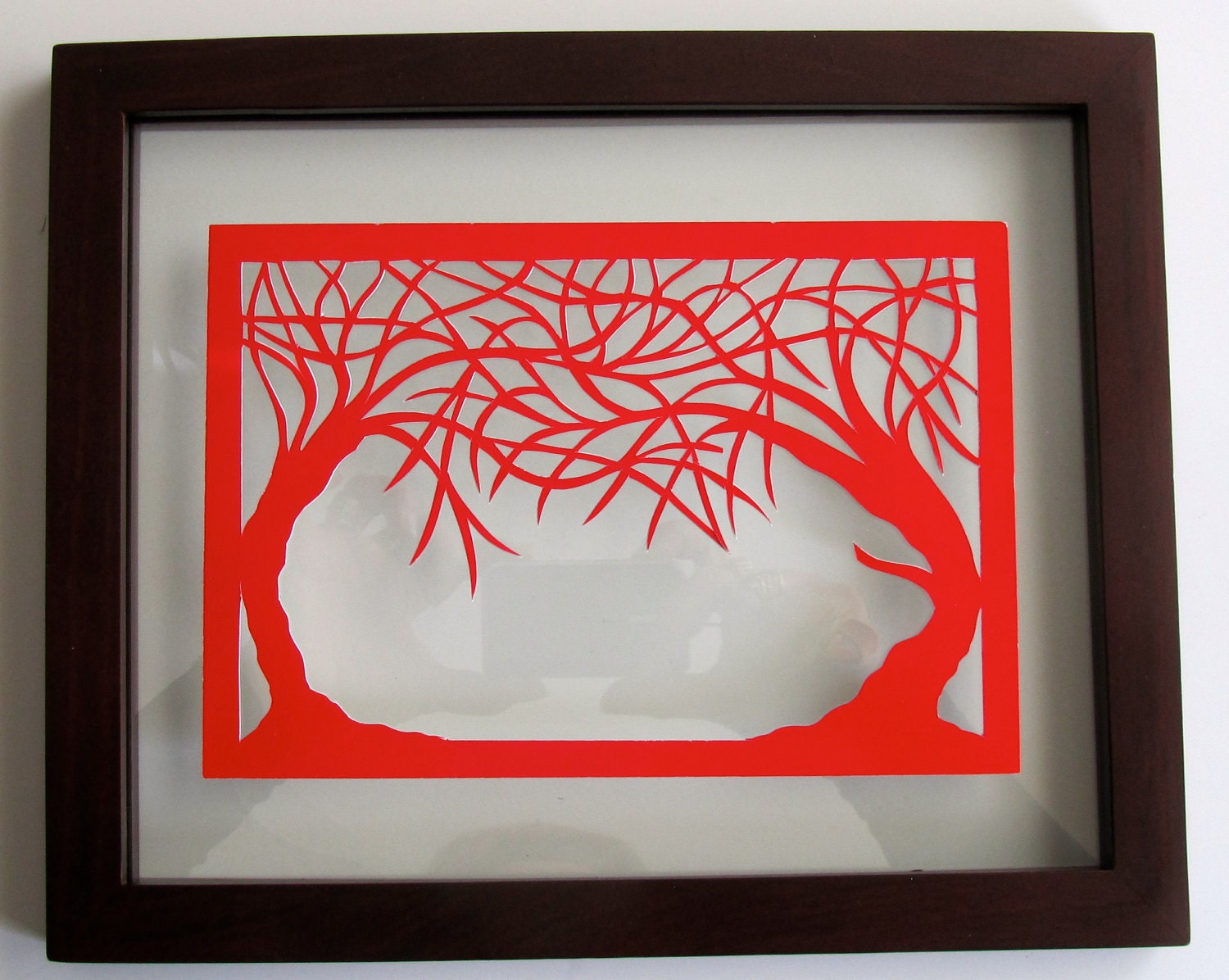 CHRISTMAS Wall and Home Décor, Two Trees Of Life, Silhouette Cutout, ORIGINAL Design - SIGNED, Symbolic Art, HandCut, Framed OoAK