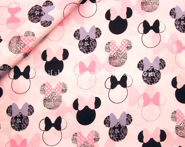 mi040B/P - 1 Yard SDLP Cotton Fabric - Minnie Mouse - Pink (W140)