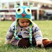 Crochet Owl Hat, Baby Boy Owl Hat, Newborn Photo Prop, Bright Blue, Lime Green, and Cream