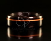 Ebony Bentwood Ring with Hawaiian Golden Koa Wood Inlay (Wooden Ring)
