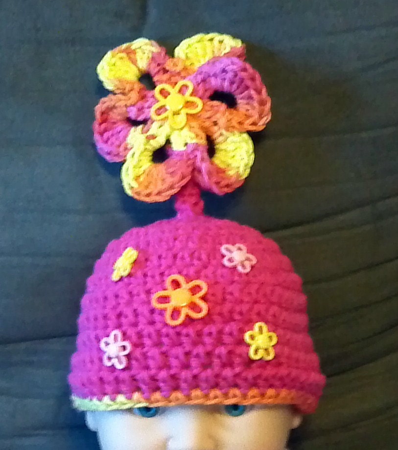 Flower hat, Crochet, Newborn Photo Op