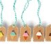 Gift tags . kraft mini tags . Italian ice cream cone . 10 ct . brown paper . small . hang tag . mint bakers twine . summer . embellishment