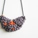 Crochet orange stich necklace- gray and orange color- 2 in 1 necklace-transformable jewelry "Modify Me"