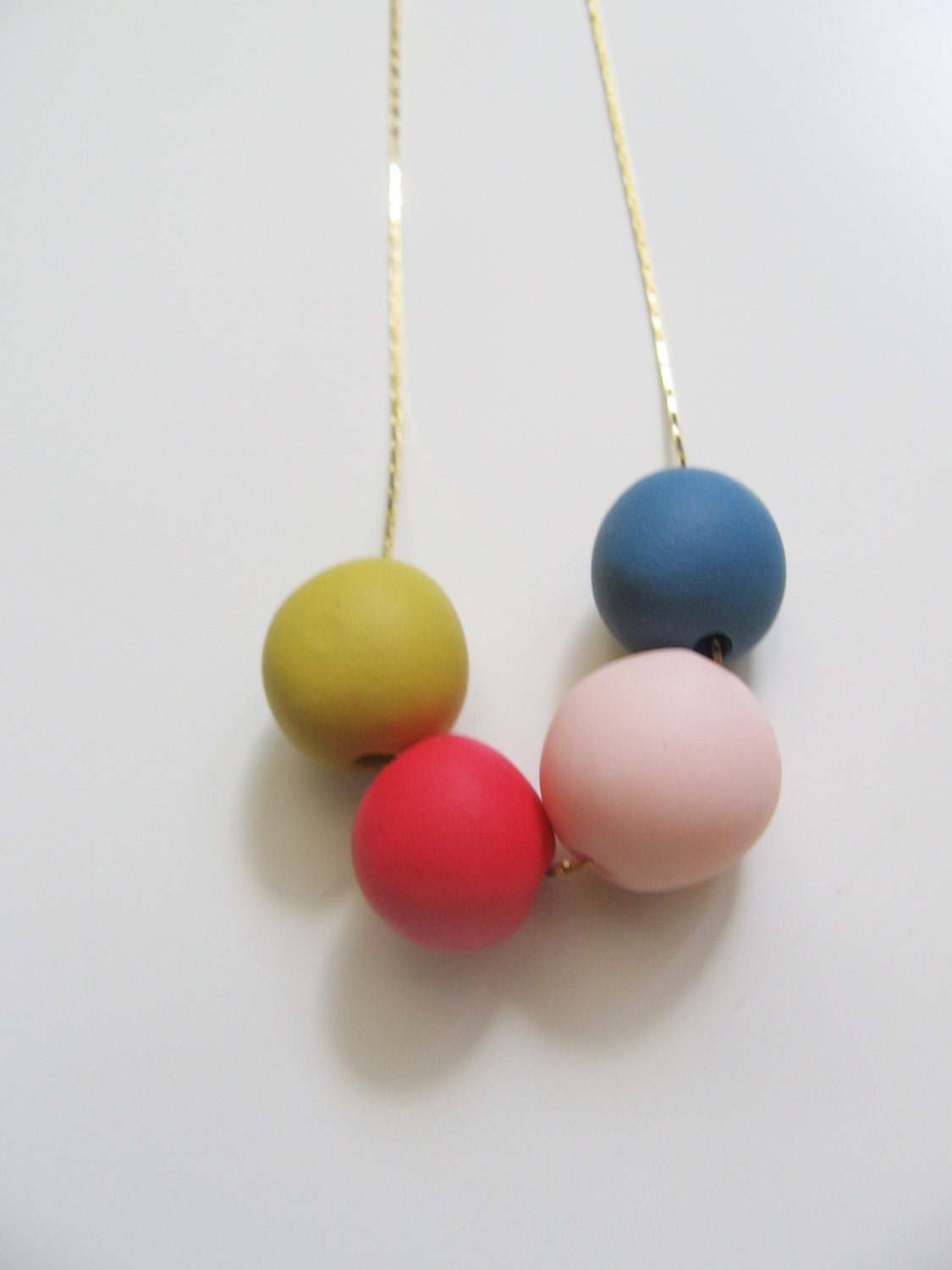 Colorful mustard tangerine blue polymer clay necklace - beads necklace- minimalist jewelry " Round and round"
