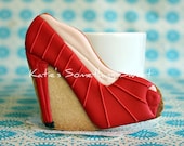 Shoe Cookies-Fashion Cookies-Red-Bridesmaid Gift-Party Favor Birthday-Wedding Party Favors-Bridal Shower Tea Party