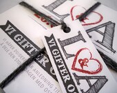 Wedding Invitations -  5x5 Square Trifold  with Heart Monogram in Grey and Red
