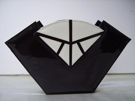 Vtg JASMIN Patent Leather and Snakeskin Clutch Handbag Purse