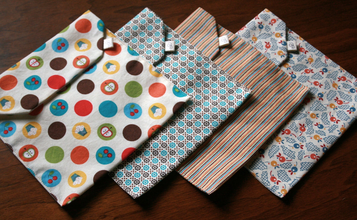 mixed set of 4 reusable, lined sandwich bags in my choice