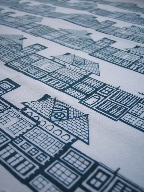 HUTS hand screen printed fabric