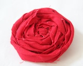 Fabric Flower Rosette Clip - Red Red Rose