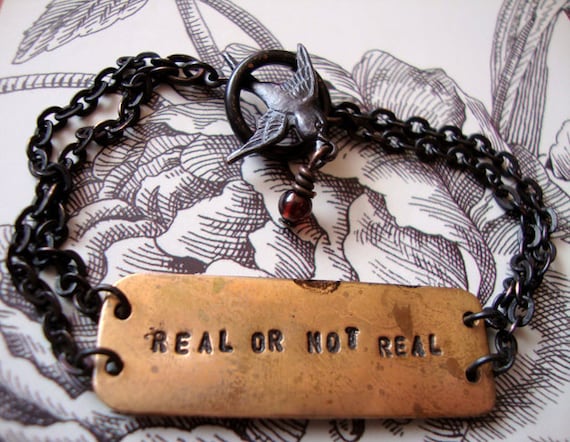 LAST ONE The Hunger Games Inspired "Real Or Not Real" Handstamped Bracelet