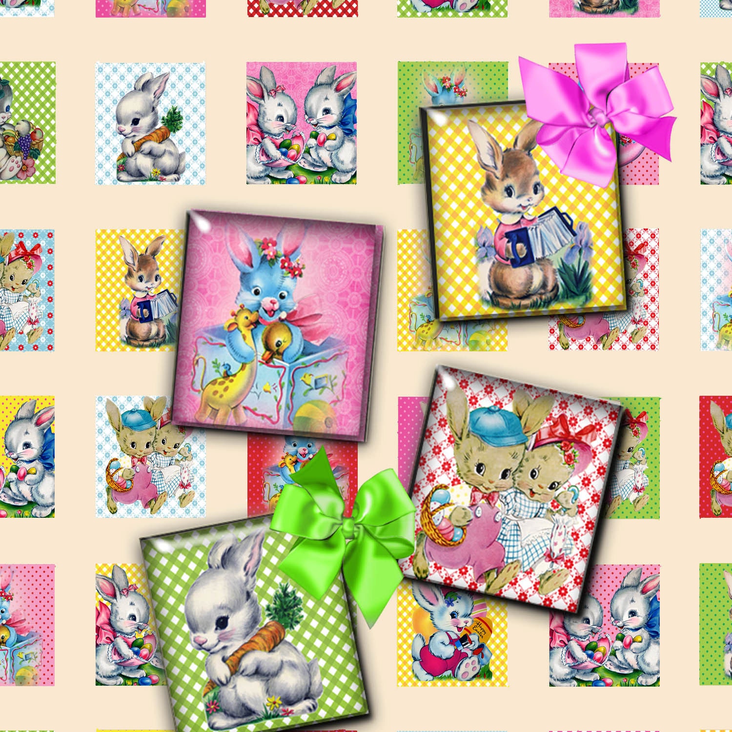 EASTER SCRABBLE DIGITAL Retro Collage printable download pendants magnets paper goods journaling Crafts Card  302