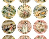 VINTAGE EASTER Printable  2.5 inch Digital Collage Sheet for Pocket Mirrors Magnets Paper Weights Printable circle images 306c