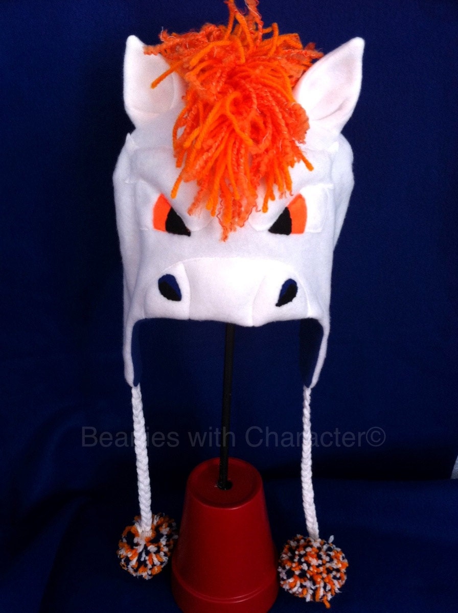 Denver Broncos Mascot "Miles" Inspired Earflap Beanie Hat