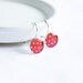 Red polka dot earrings - simple white red jewelry, cute, leverback bright earrings
