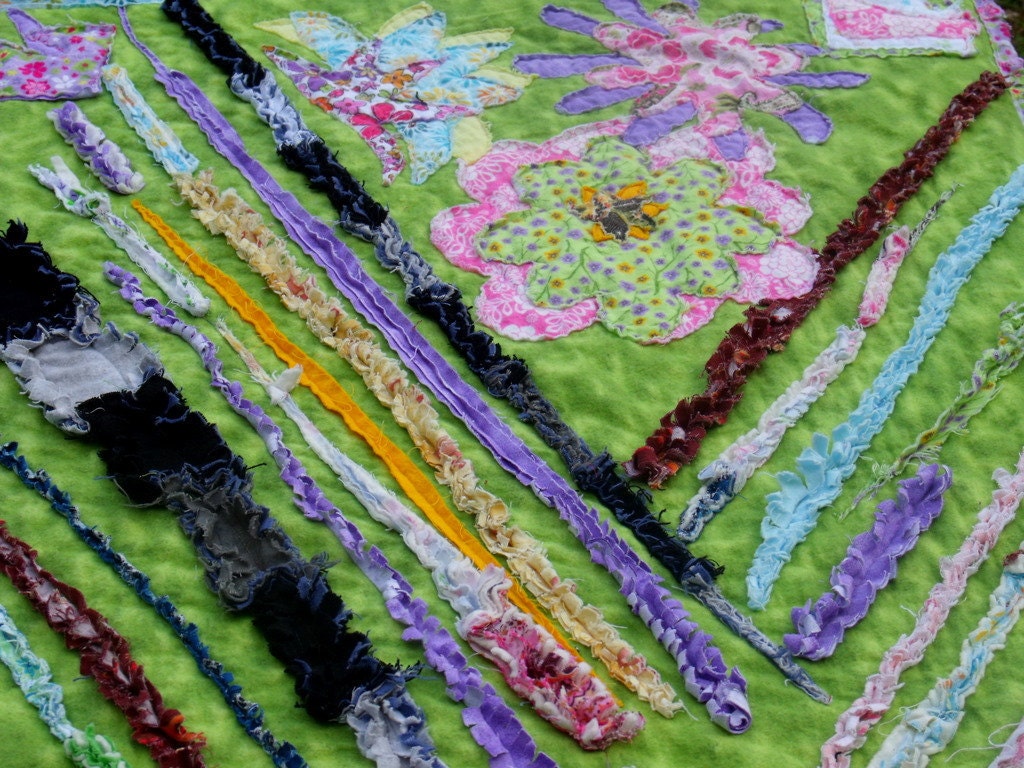 Modern Art Rag Quilt "Flowers and Colors"