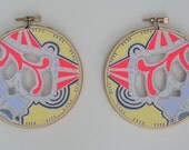 SALE  . . . PERFECT PAIR  two paintings on vintage textile