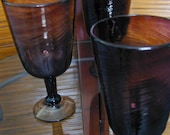 Bohemean Blown Glass Goblets THREE Circa 1960s to 1070s - at KonniesPlace