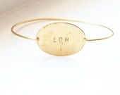 Personalized Oval Bracelet, Custom Initial Bangle, Brass, Custom Initial Jewelry, Personalized Jewelry, Gift, Initial Monogram Bracelet
