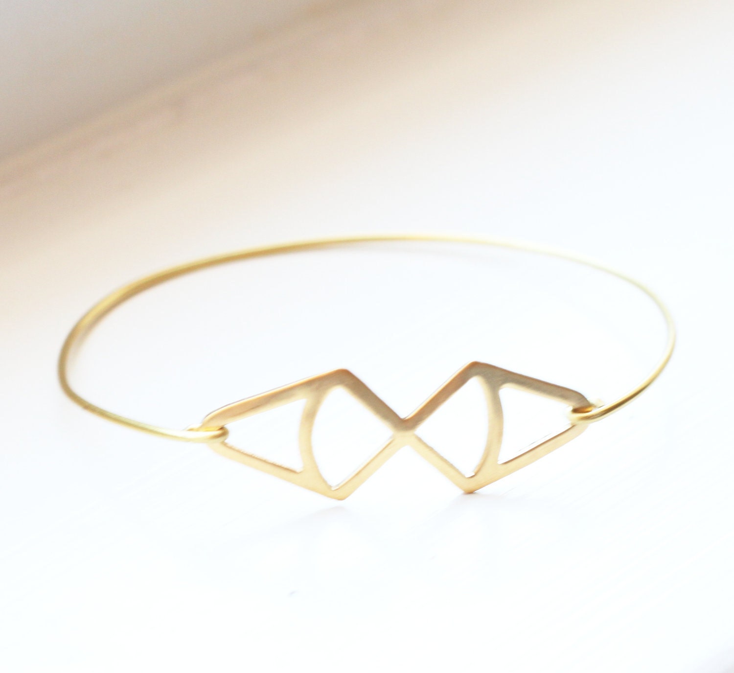 Vintage Brass Double Diamond Bangle, Stackable Bangle, Charm Bracelet, Geometric Bracelet