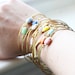 Orange Vintage Set Stone Bangle, Stackable Bangle, Gem Stone Bangle, Rhinestone Bangle, Bezel Bangle