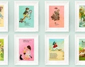 Any 4 Vintage Nursery Rhyme Prints from our Store. Instant Collection for Baby or Childs Bedroom