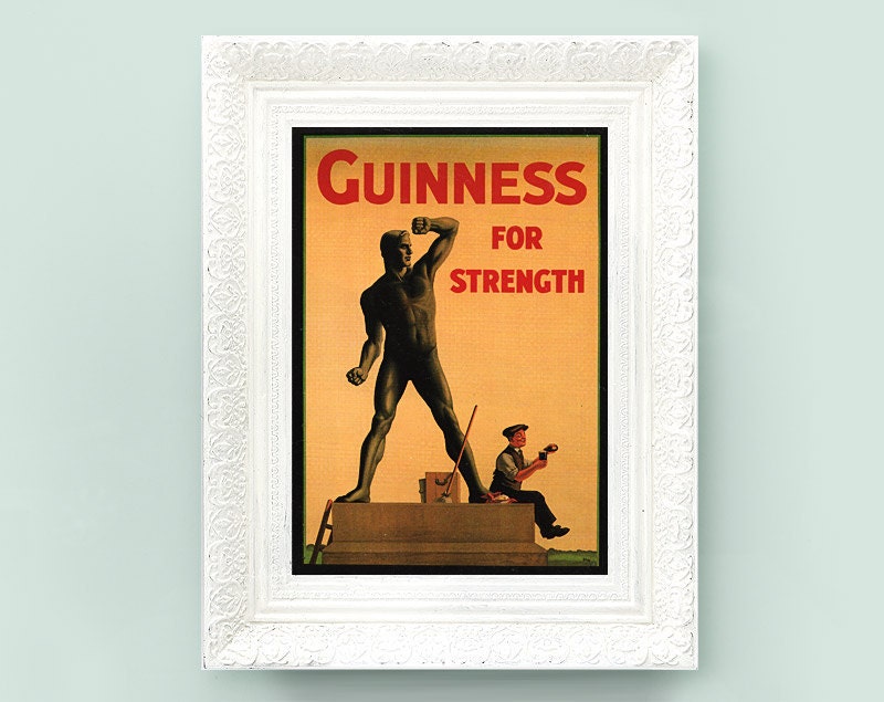 Guinness For Strength Print Original Advertisement Book Plate 7.25 x 10.5 inches Ireland Brewerania Advert Pint Gilroy Illustration