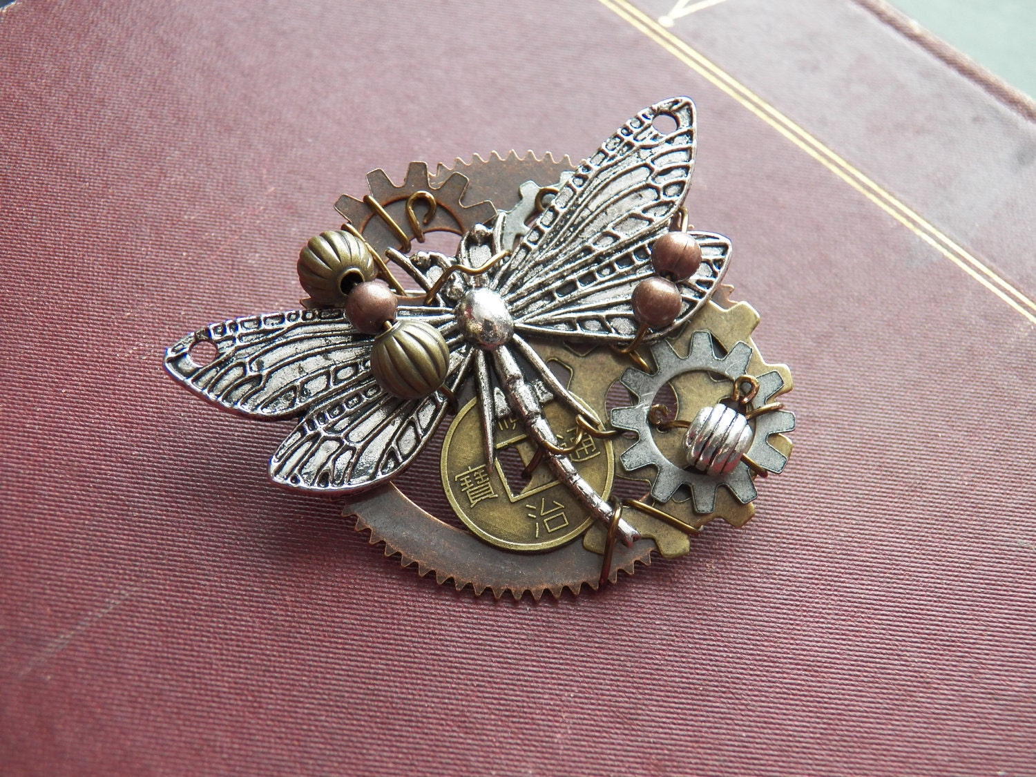 Custom Dragonfly Steampunk Pin