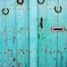 Found in Manchester, turquoise door with ancient horse shoes, original Fine Art photo giclee print, 8" x 12" - Art print - Photography print