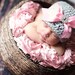 Crochet Baby Hat with Ribbon and Rhinestone