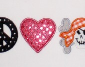 Peace Love Pirate Embroidery Design Machine Applique