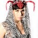 Queen of Hearts Antler Headband Headdress - playful beaded Red deer horns head band Belly Dance Carnival Summer Festivals Rhinestones