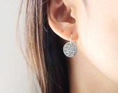 Moon Drop Earrings - simple sterling silver circle earrings, minimalist and modern everyday jewelry
