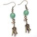 Antiqued Brass Giraffe Green Jade Earrings