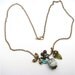 Antiqued Brass Branch Flower  Porcelain Owl Necklace
