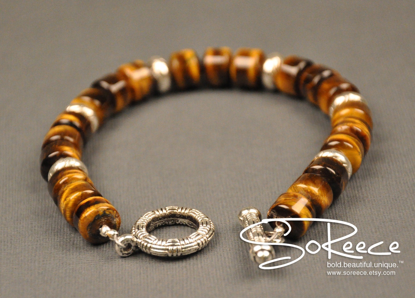 MEN - Tiger's eye & Pewter Men's bracelet