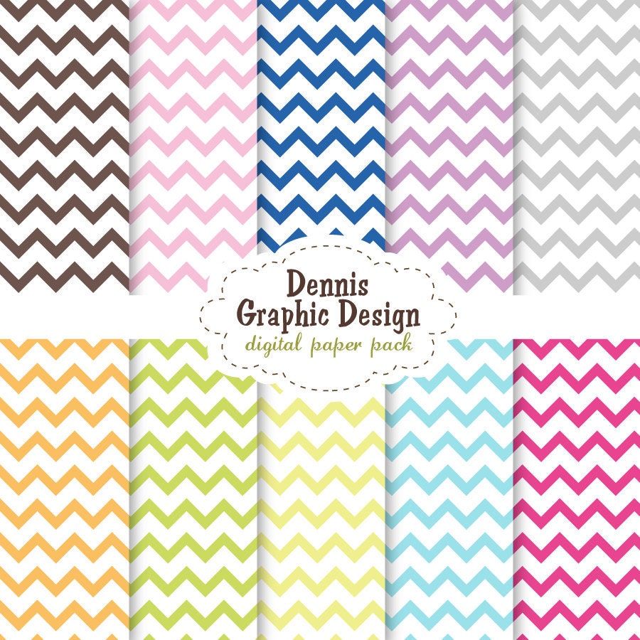 BUY 2 GET 2 FREE - Scrapbook Digital Paper Clip Art - Chevron Stripes - Zig Zag Patterns