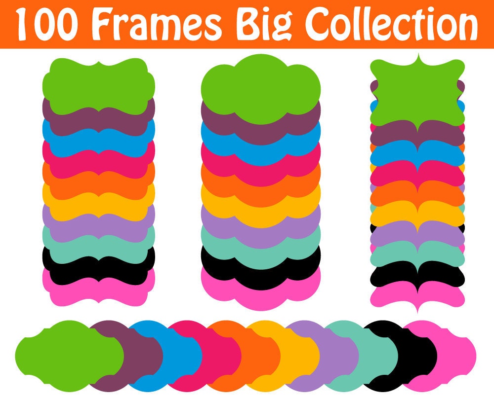 BUY 2 GET 2 FREE - 100 Frames Clip Art Big Collection - Frame Tag Graphics Clipart - Decorative Labels and Tags