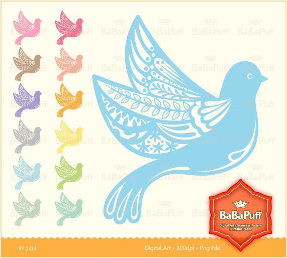 Doves Design - clip art for scrapbooking, wedding invitation card, Personal and Small Commercial Use. BP 0214