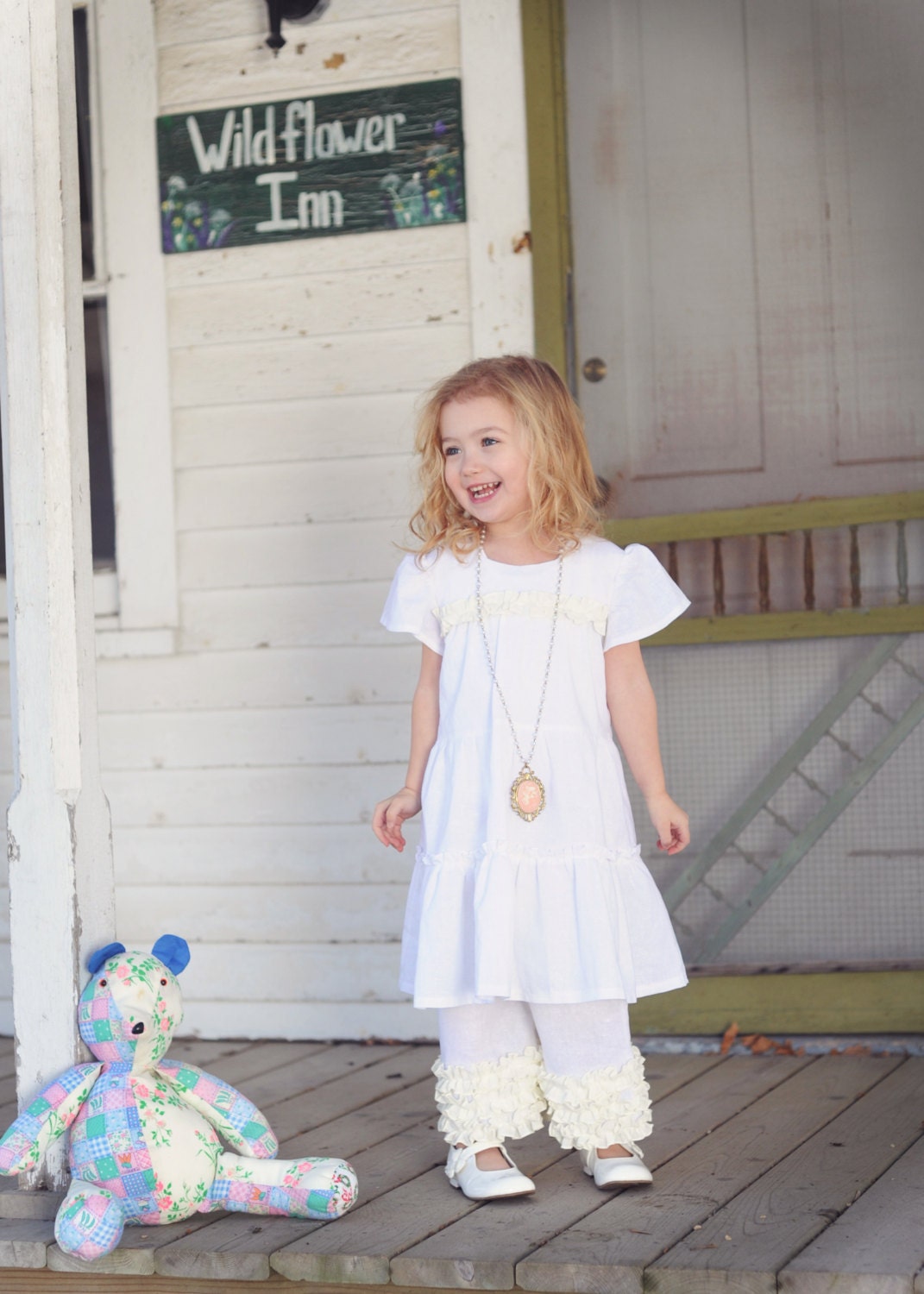 Timeless Treasures.. Triple Ruffle Linen Pants Capri length or long.  Size 12 month to size 5T
