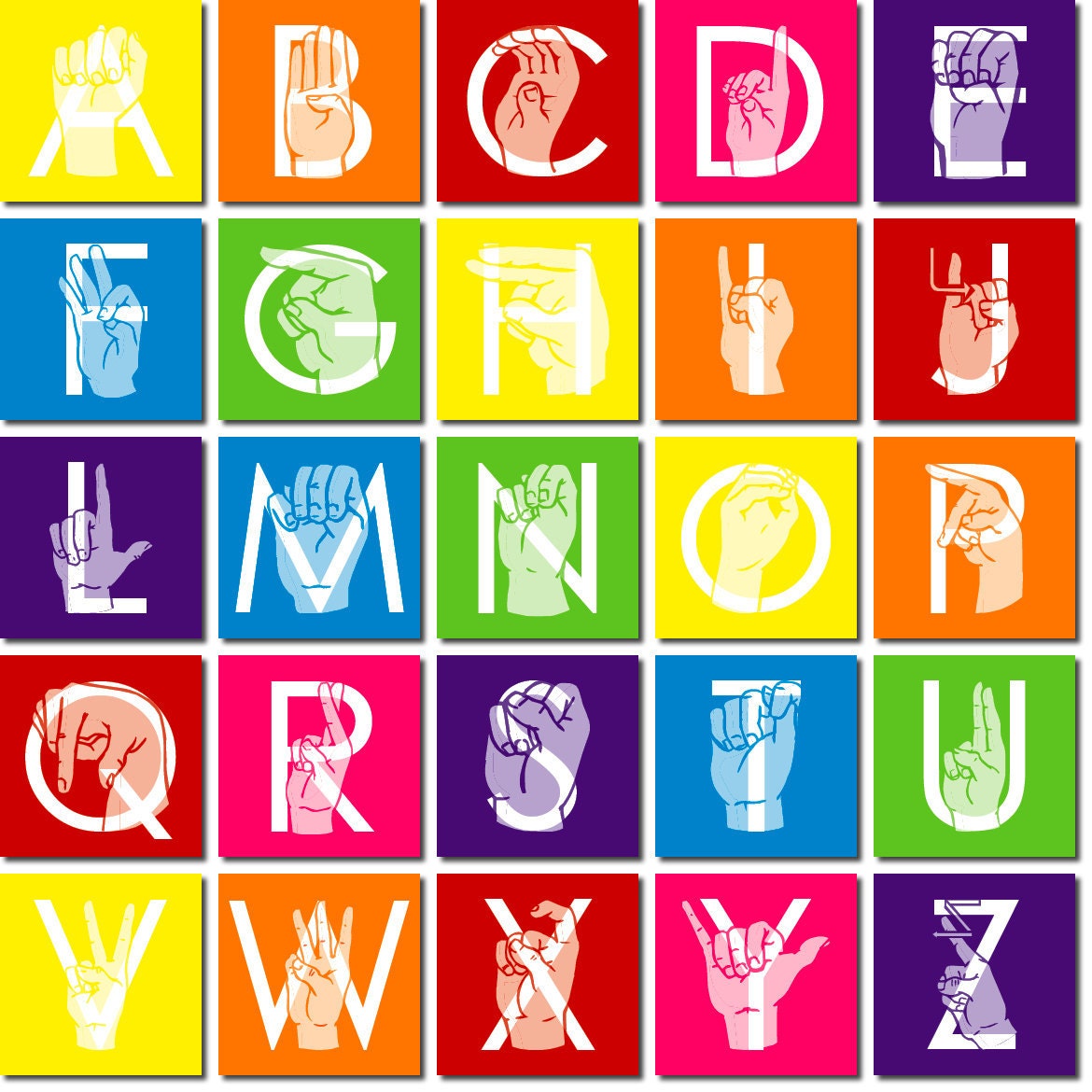 Alphabet Sign Language Flash Cards - Set of 26 Alphabet Flash Cards