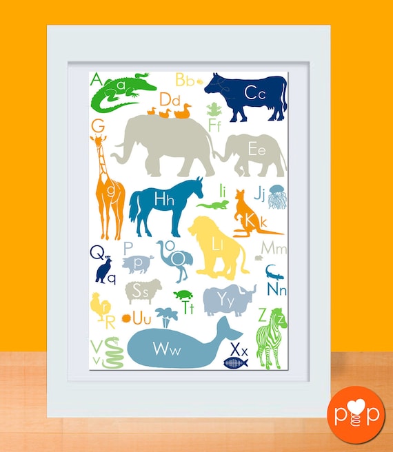 Alphabet Animals Art Print - BOY - 11 x 17 Poster
