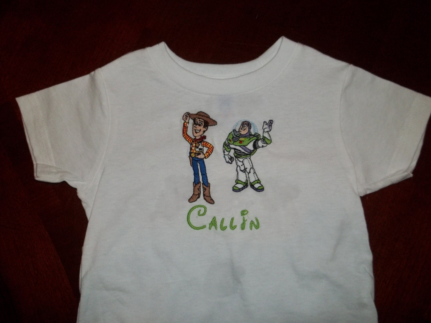 Toddler Boy's Short Sleeve Disney's Toy Story Tshirt - Embroidered Woody and Buzz in sizes 12 months to 5/6