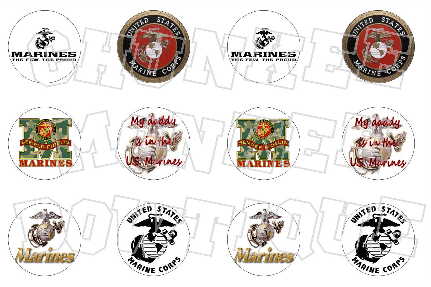 Marines military bottlecap image sheet