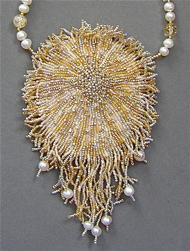 A beadwork necklace I call SHIMMERING  SOPHIA  - wearable art